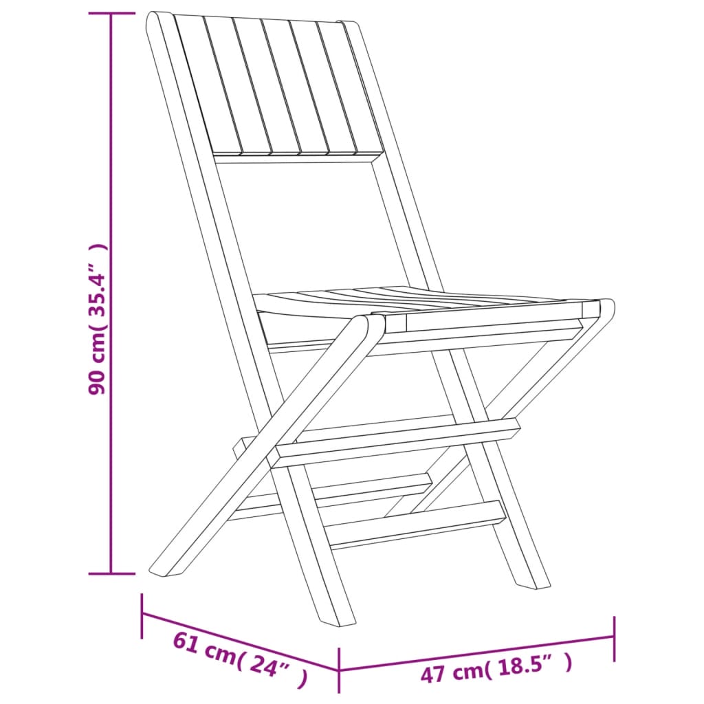 vidaXL Skladacie záhradné stoličky 2 ks 47x61x90 tíkový masív