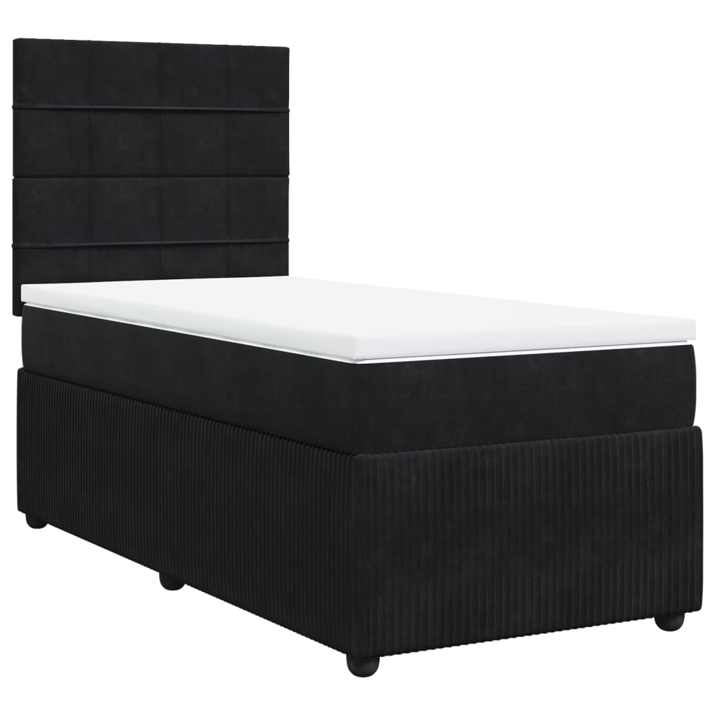 vidaXL Posteľný rám boxspring s matracom čierny 90x190 cm zamat