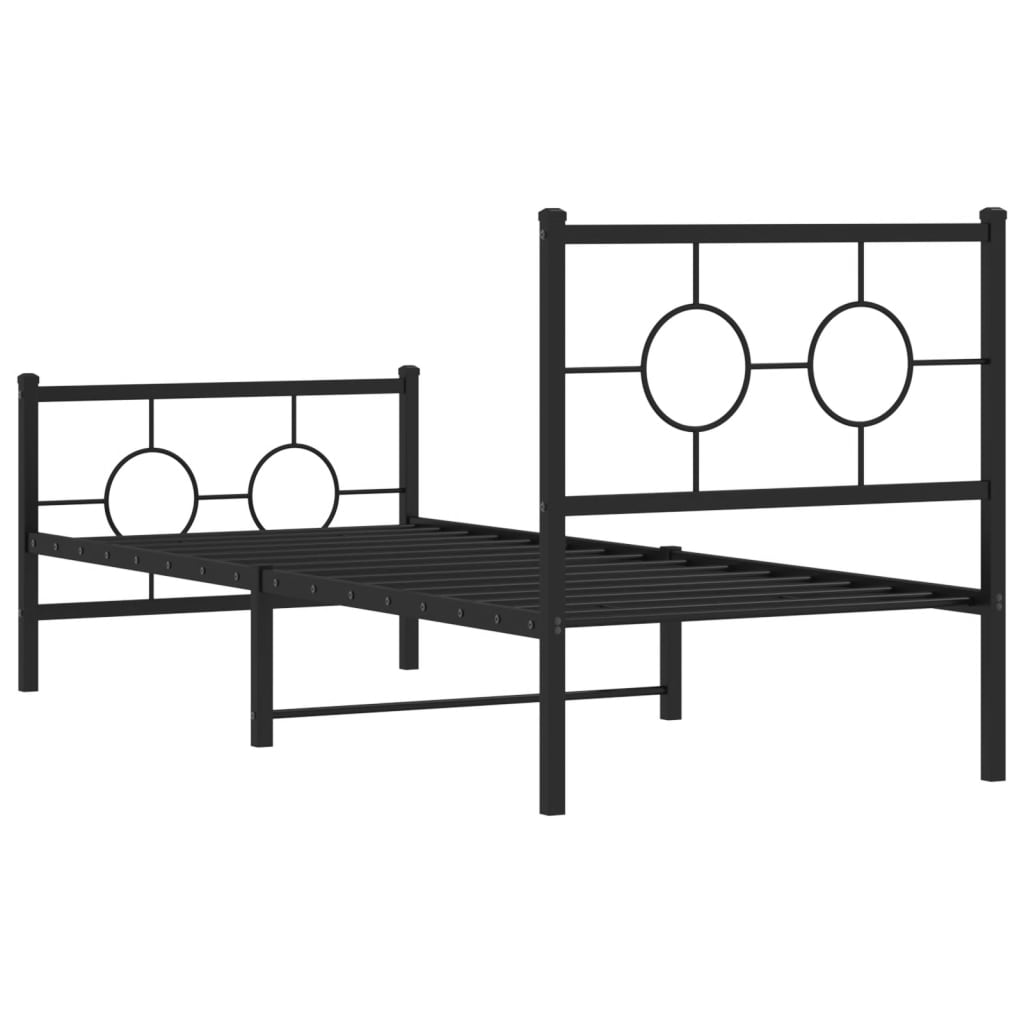 vidaXL Kovový rám postele s čelom a podnožkou čierny 80x200 cm