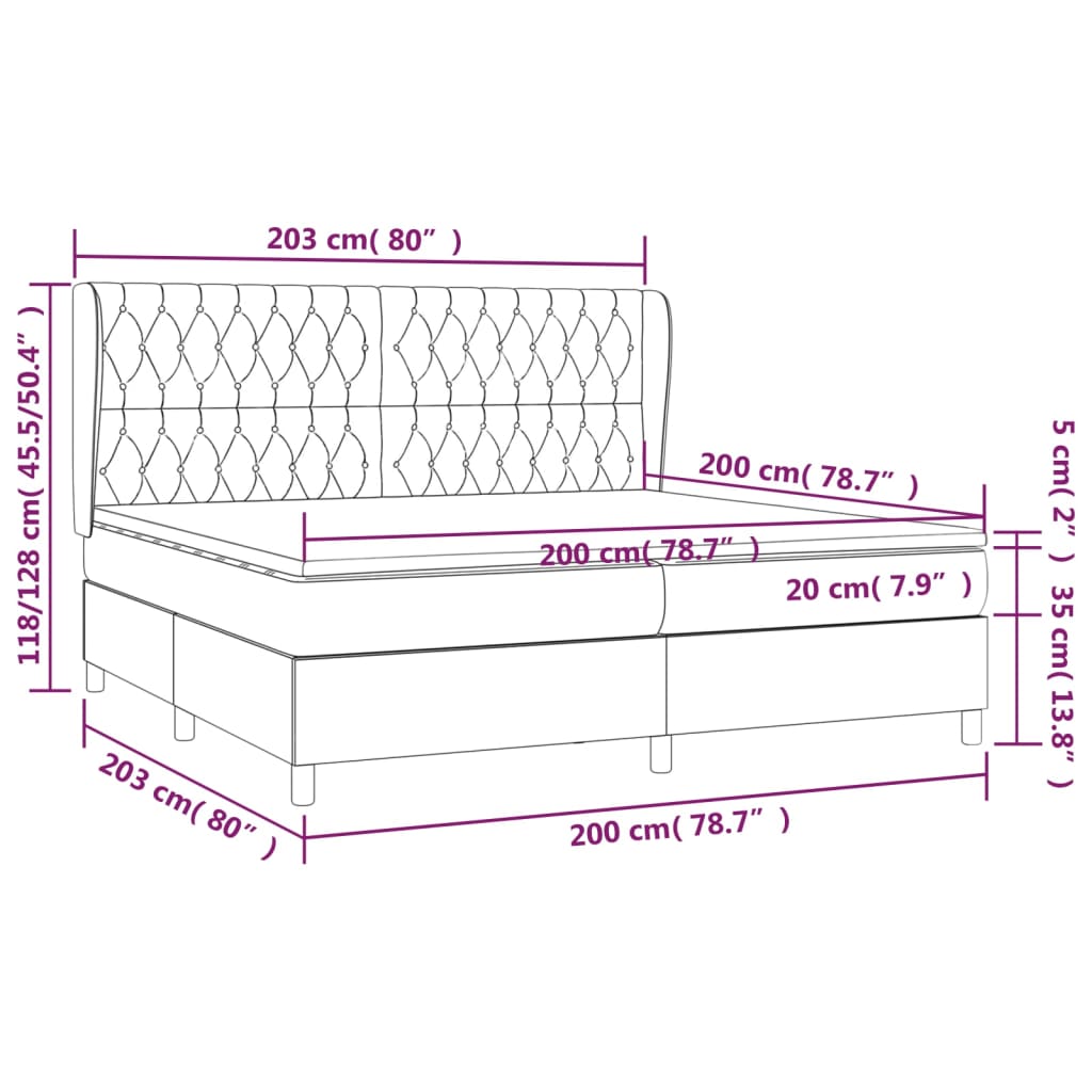 vidaXL Posteľný rám boxsping s matracom bledosivý 200x200 cm látka