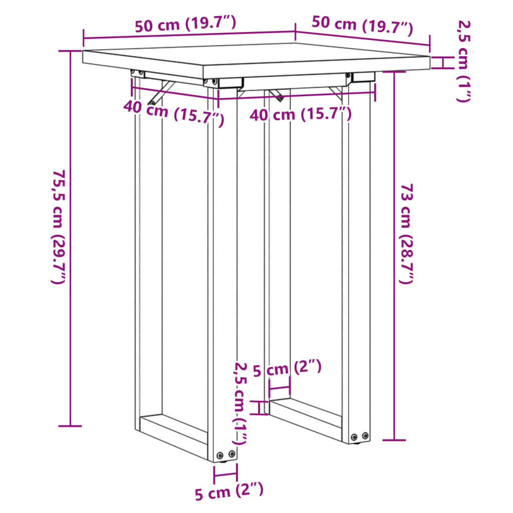 vidaXL Jedálenský stolík v tvare O 50x50x75,5 cm borovica a liatina