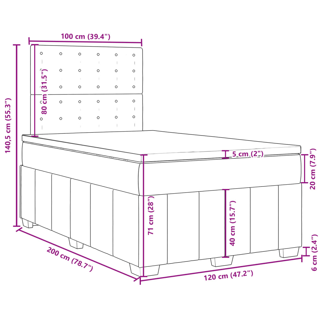 vidaXL Boxspring posteľ s matracom čierny 120x200 cm látka