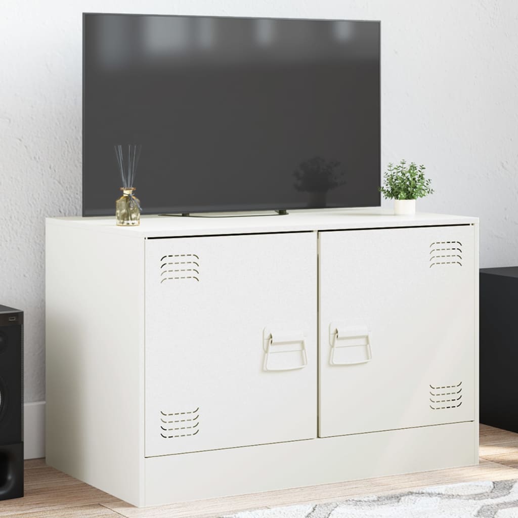 vidaXL TV skrinka biela 67x39x44 cm oceľ