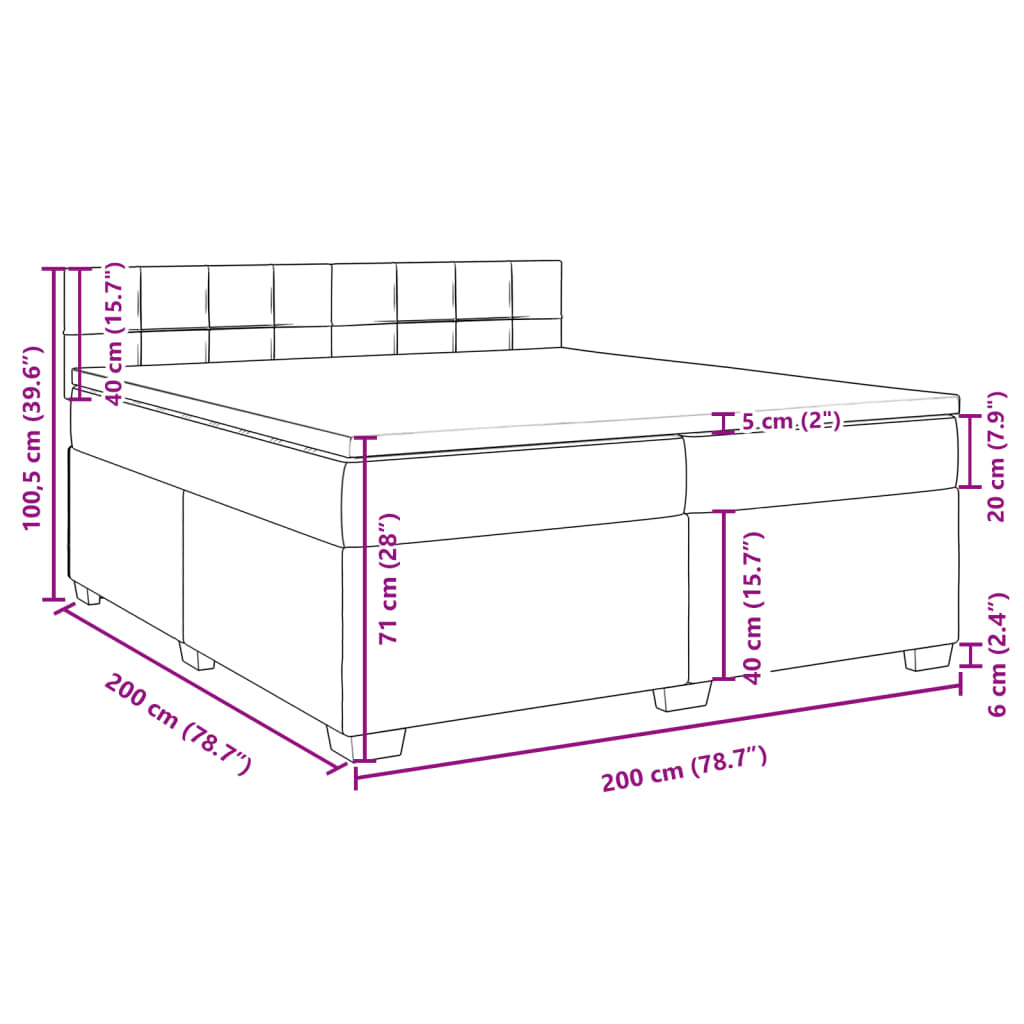 vidaXL Posteľný rám boxsping s matracom bledosivý 200x200 cm látka