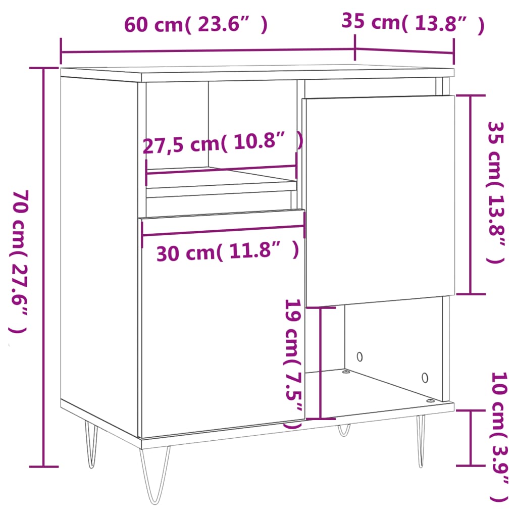 vidaXL Komoda betónovo sivá 60x35x70 cm spracované drevo