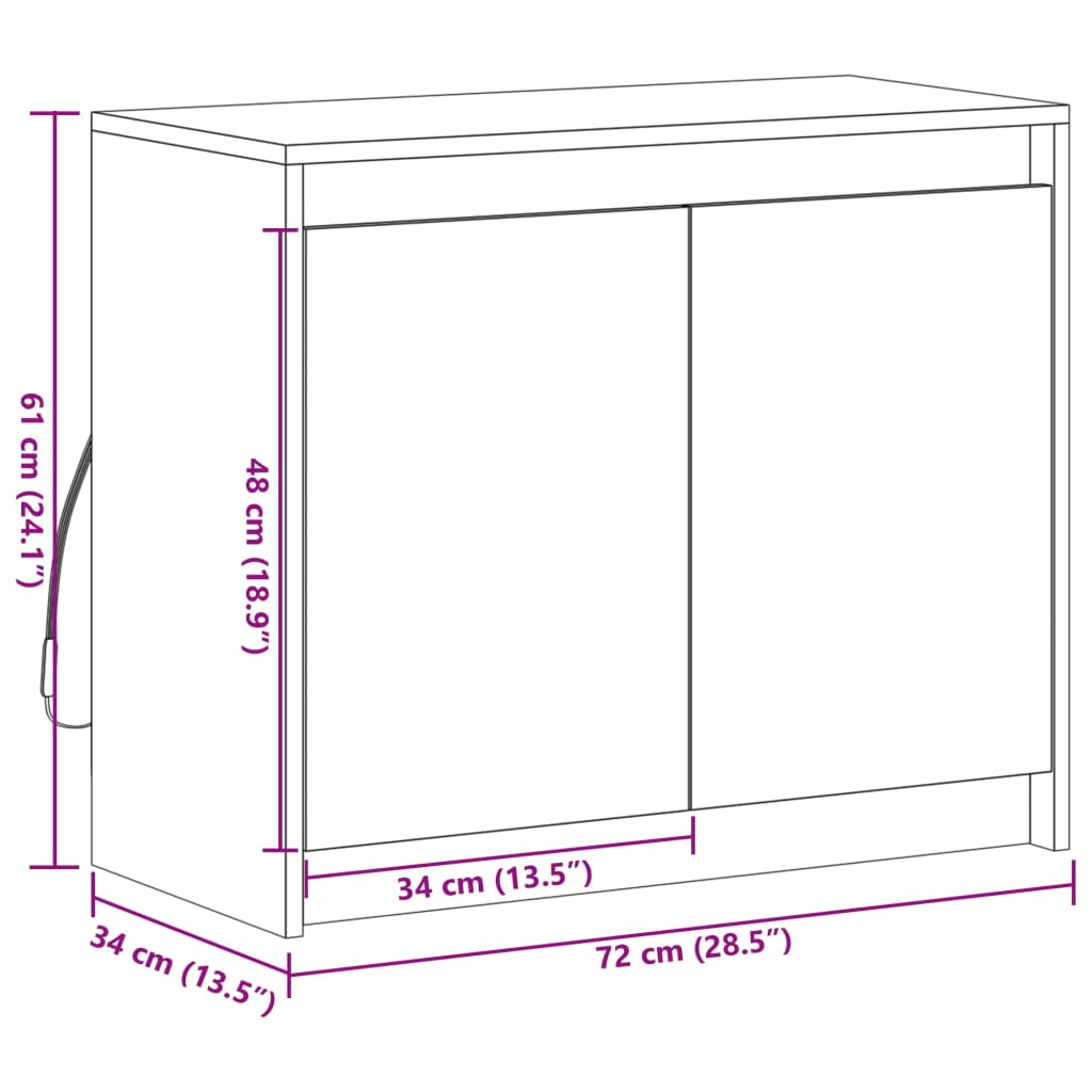 vidaXL Komoda s LED dub sonoma 72x34x61 cm kompozitné drevo