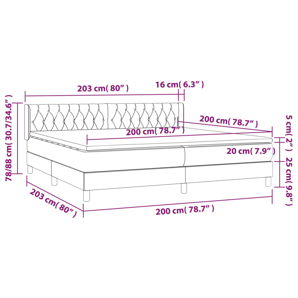 vidaXL Boxspring posteľ s matracom sivohnedý 200x200 cm látka