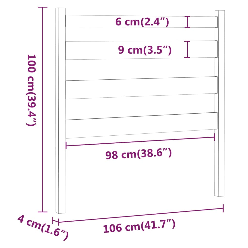 vidaXL Čelo postele sivé 106x4x100 cm masívna borovica