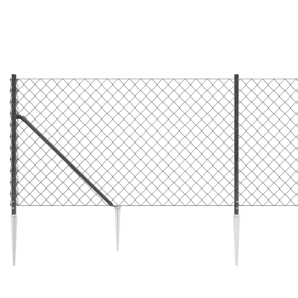 vidaXL Drôtený plot s kotviacimi hrotmi antracitový 1,1x25 m