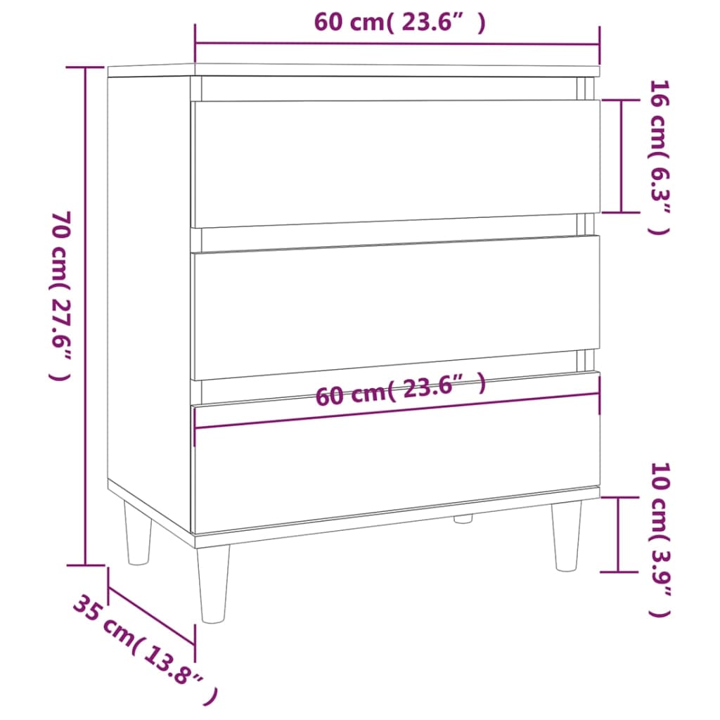 vidaXL Komoda dub sonoma 60x35x70 cm spracované drevo