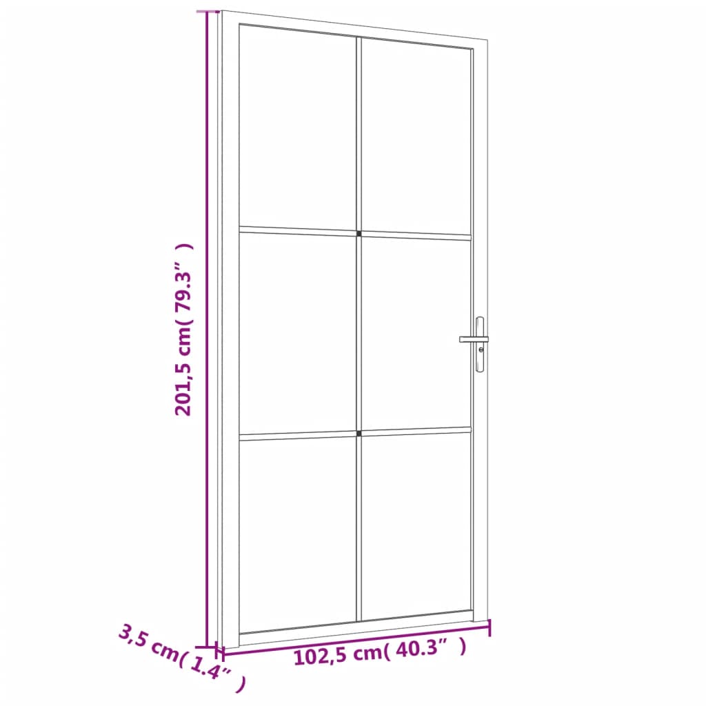 vidaXL Vnútorné dvere 102,5x201,5 cm čierne ESG sklo a hliník