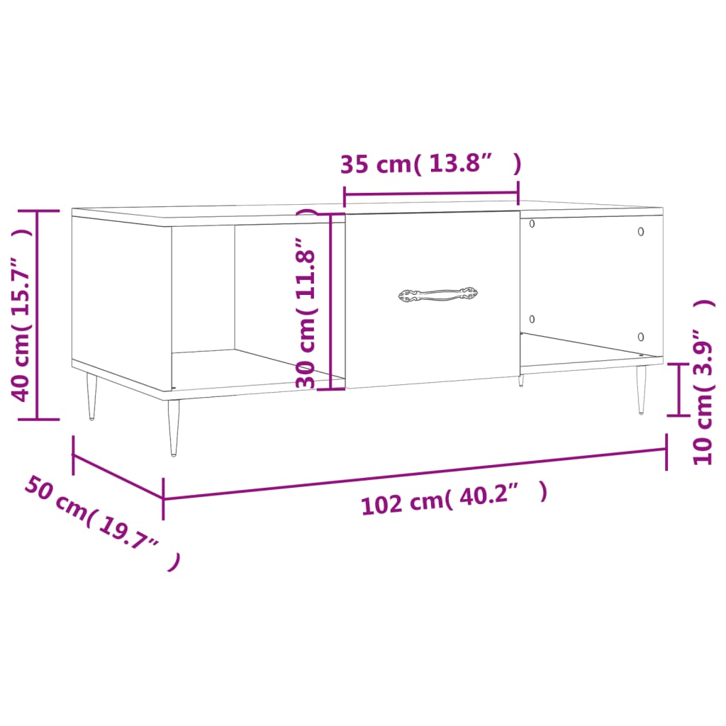 vidaXL Konferenčný stolík čierny 102x50x40 cm kompozitné drevo