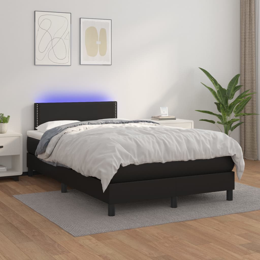 vidaXL Boxspring posteľ s matracom a LED čierna 120x200 cm umelá koža