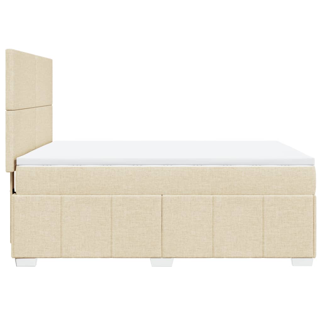 vidaXL Posteľný rám boxspring s matracom krémový 160x200 cm látka