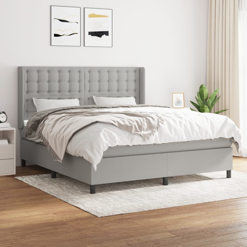 vidaXL Boxspring posteľ s matracom svetlosivá 100x200 cm látka