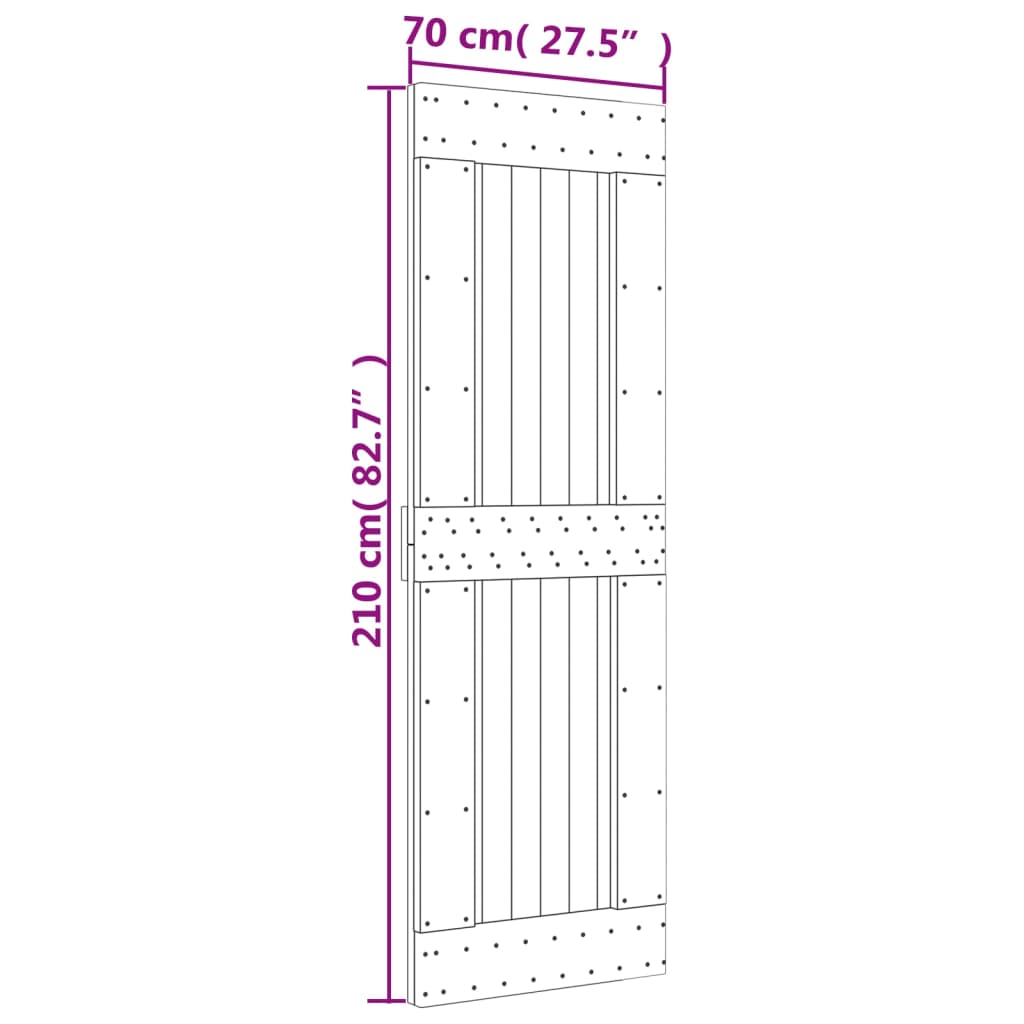 vidaXL Posuvné dvere so sadou kovania 70x210 cm borovicový masív