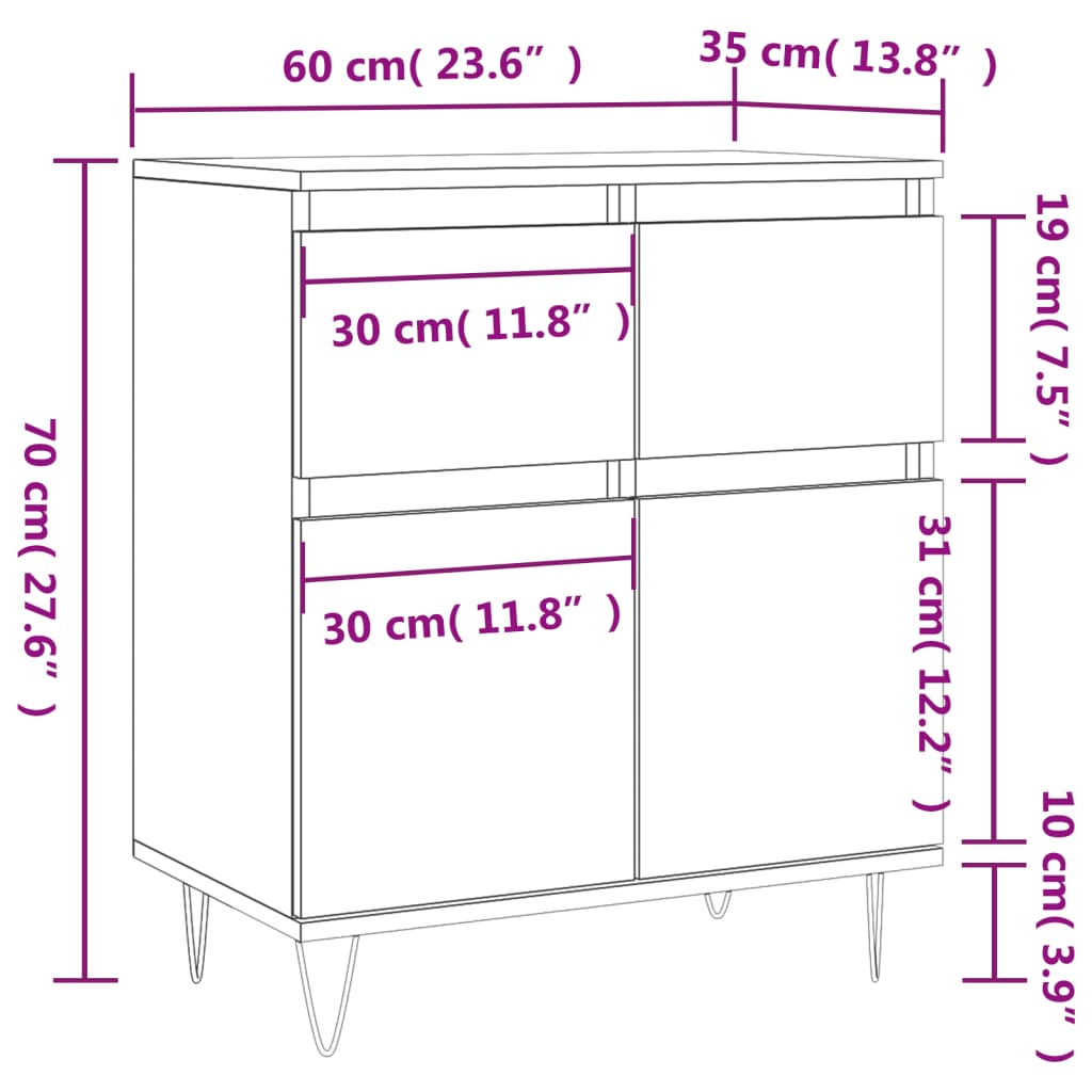 vidaXL Komoda betónovo sivá 60x35x70 cm spracované drevo