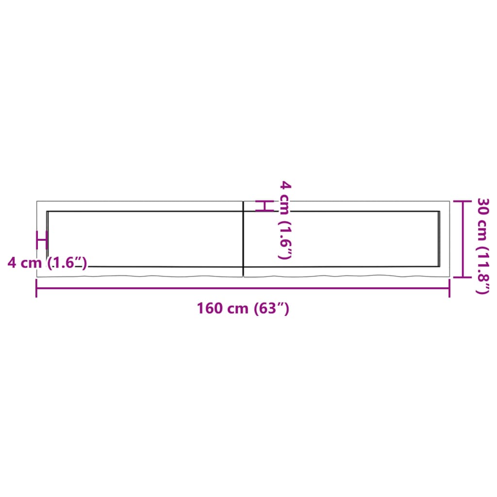 vidaXL Kúpeľňová doska 160x30x(2-6) cm neošetrený masív