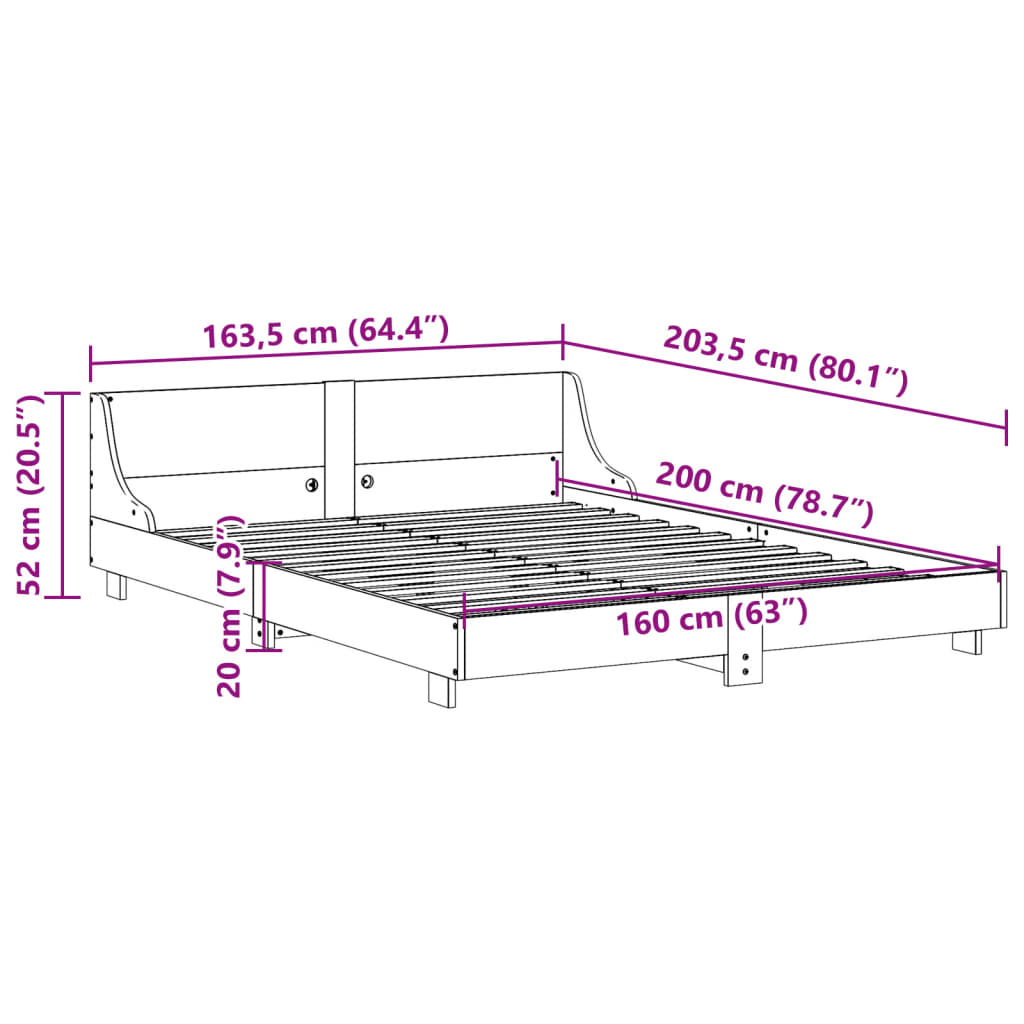 vidaXL Posteľ bez matraca voskovo hnedá 160x200 cm masívna borovica