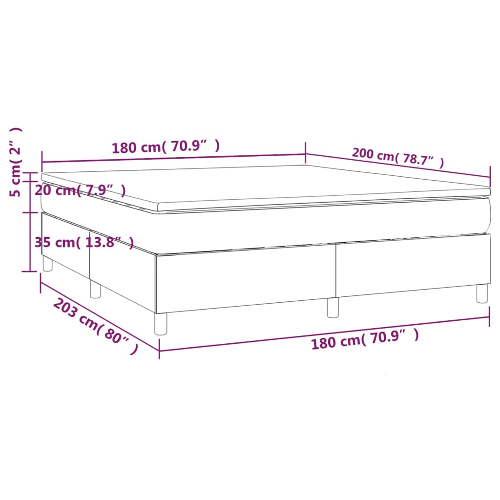 vidaXL Posteľný rám boxspring s matracom krémový 180x200 cm látka