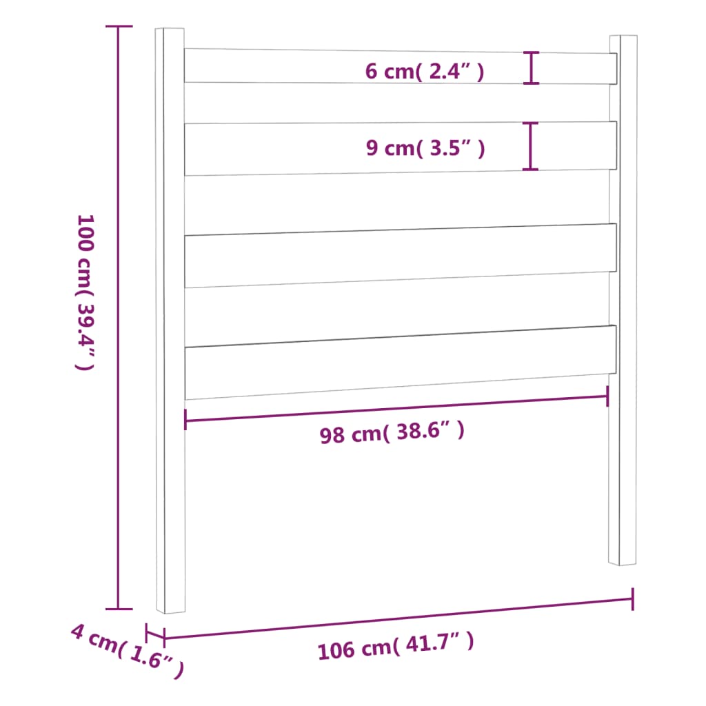 vidaXL Čelo postele medovohnedé 106x4x100 cm masívna borovica