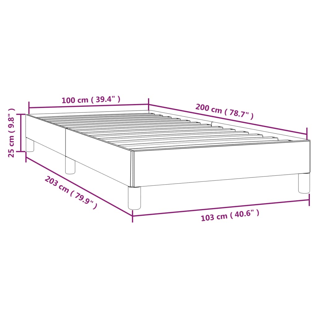 vidaXL Posteľný rám bledosivý 100x200 cm látka