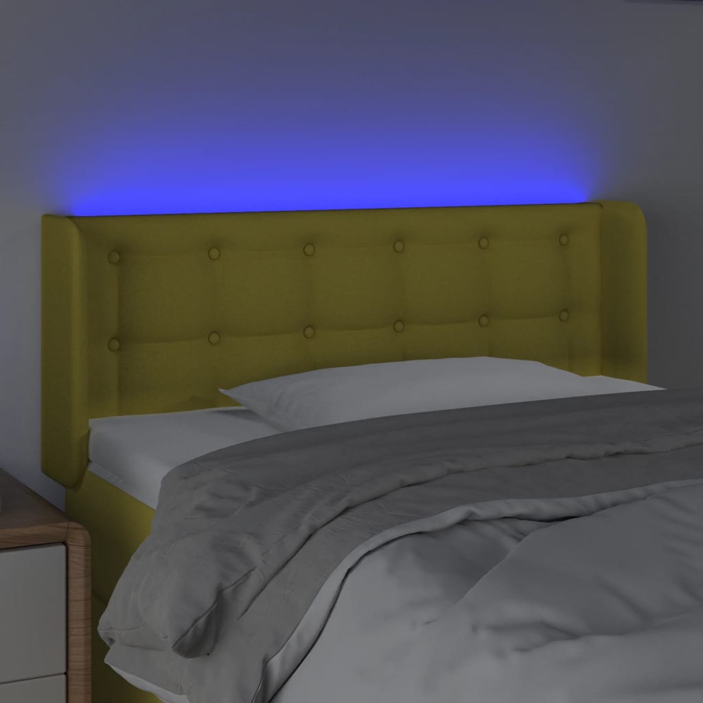 vidaXL Čelo postele s LED zelené 93x16x78/88 cm látka