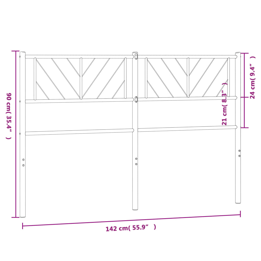 vidaXL Kovové čelo postele, biele 135 cm