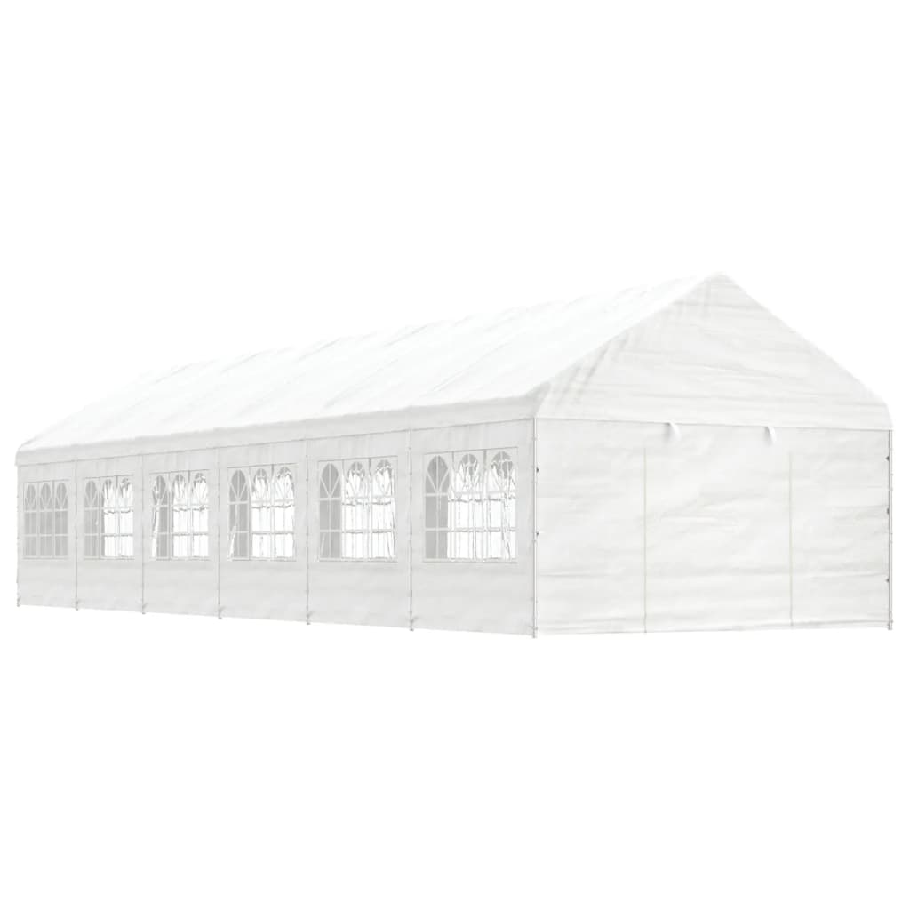 vidaXL Altánok so strechou, biely 13,38x4,08x3,22 m, polyetylén