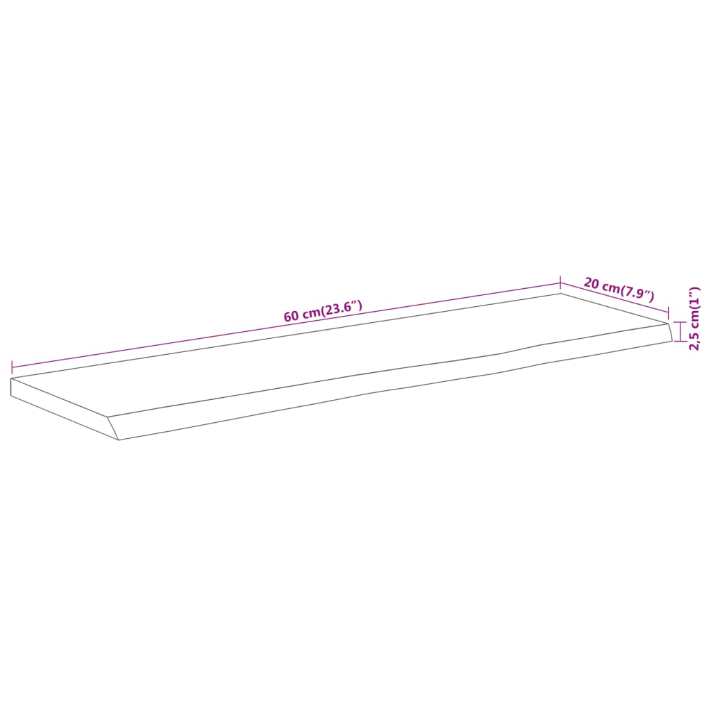 vidaXL Nástenná polica 60x20x2,5 cm obdĺžnik masívna akácia živá hrana