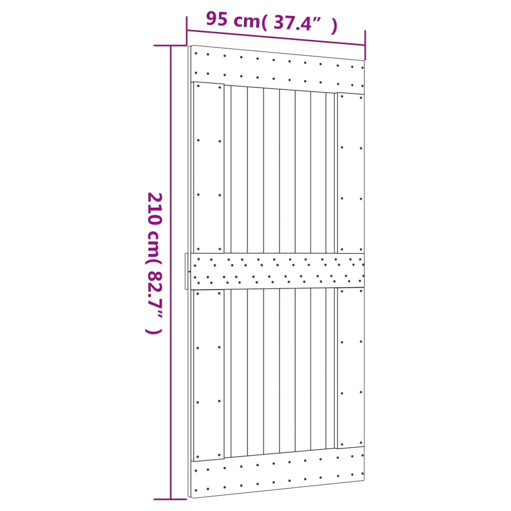 vidaXL Posuvné dvere so sadou kovania 95x210 cm borovicový masív