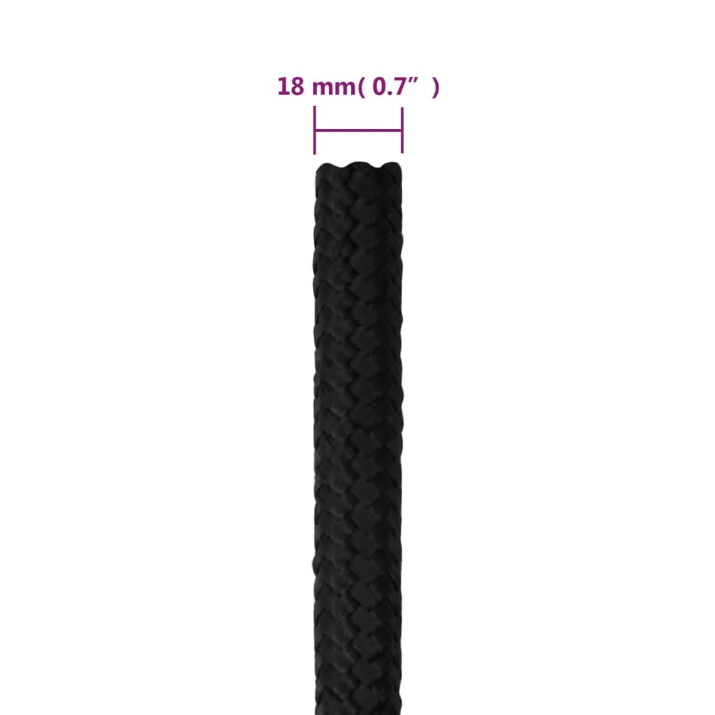vidaXL Lodné lano čierne 18 mm 100 m polypropylén
