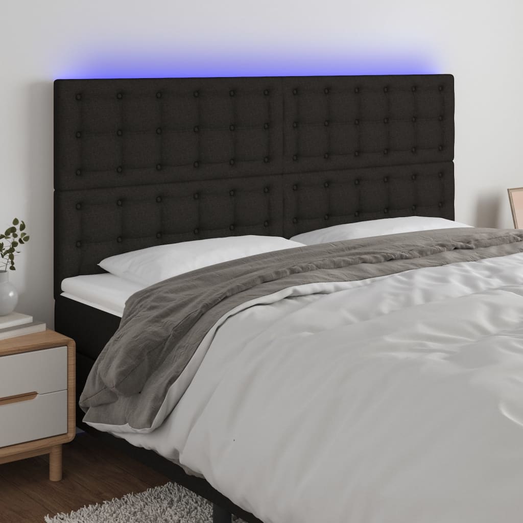 vidaXL Čelo postele s LED čierne 160x5x118/128 cm látka