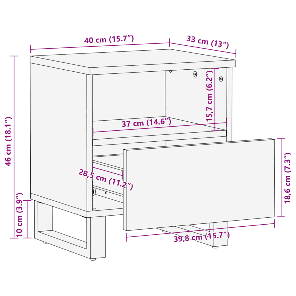 vidaXL Nočné stolíky 2 ks 40x34x46 cm masívne recyklované drevo