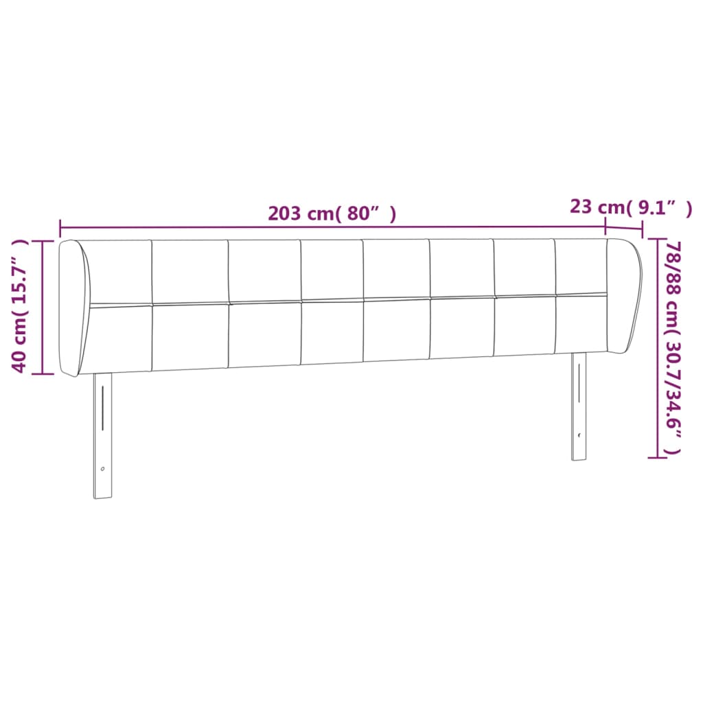 vidaXL Čelo postele so záhybmi čierne 203x23x78/88 cm zamat