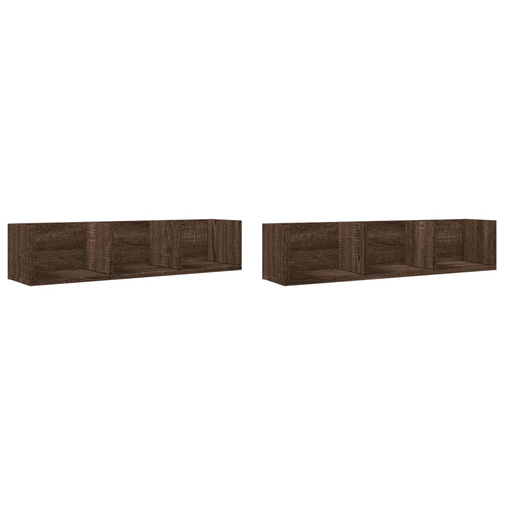 vidaXL Nástenné skrinky 2 ks hnedý dub 75x18x16,5 cm kompozitné drevo