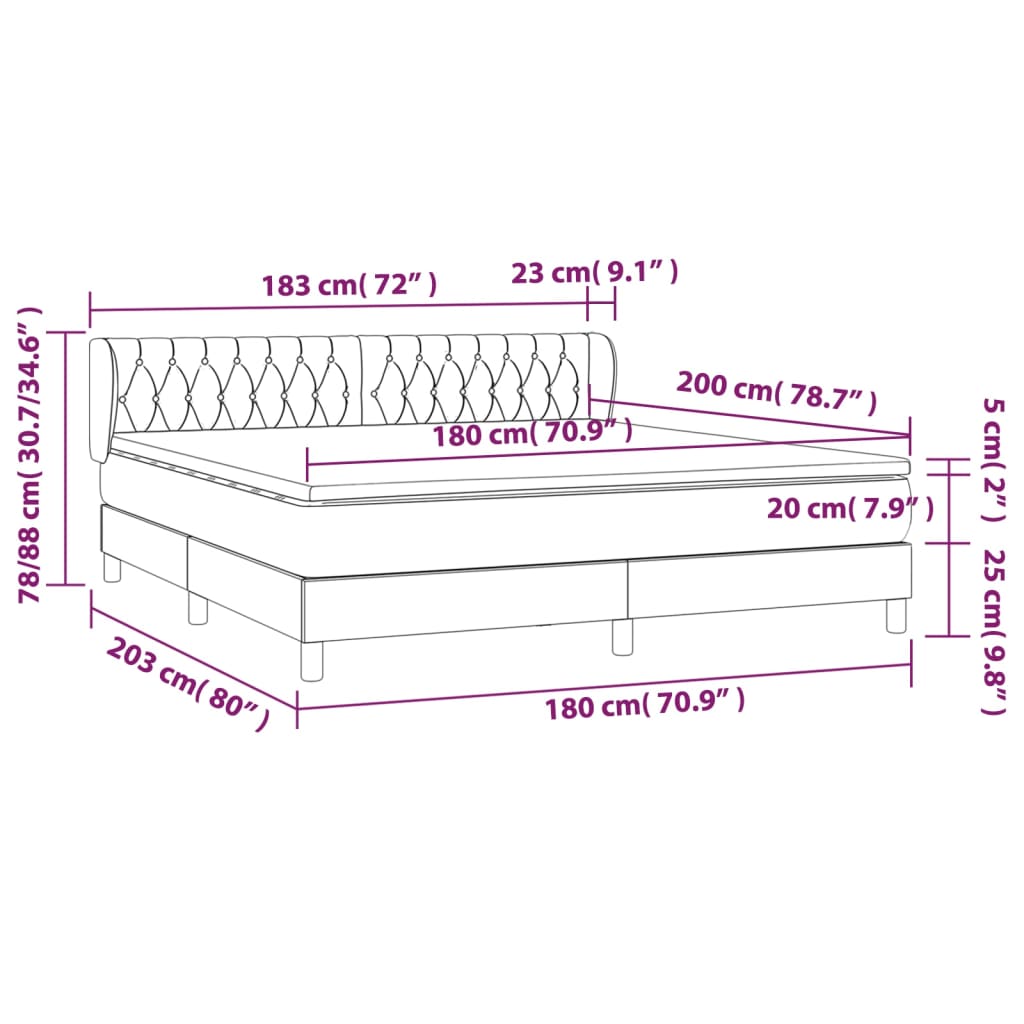 vidaXL Posteľný rám boxsping s matracom bledosivý 180x200 cm zamat