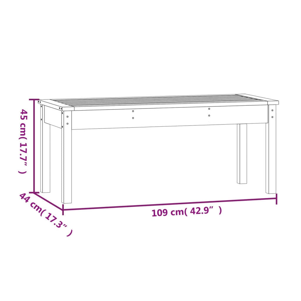 vidaXL Záhradná lavica čierna 109x44x45 cm masívna borovica