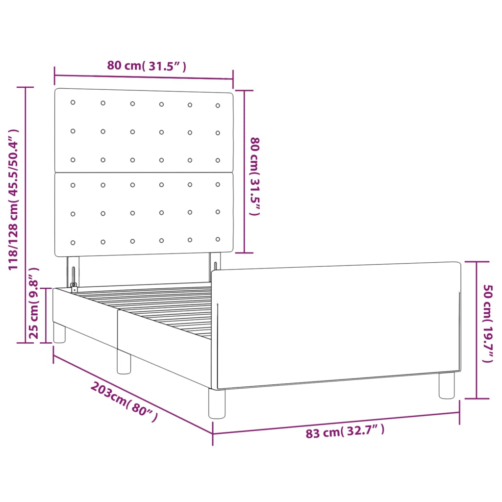 vidaXL Rám postele s čelom bledosivý 80x200 cm zamat