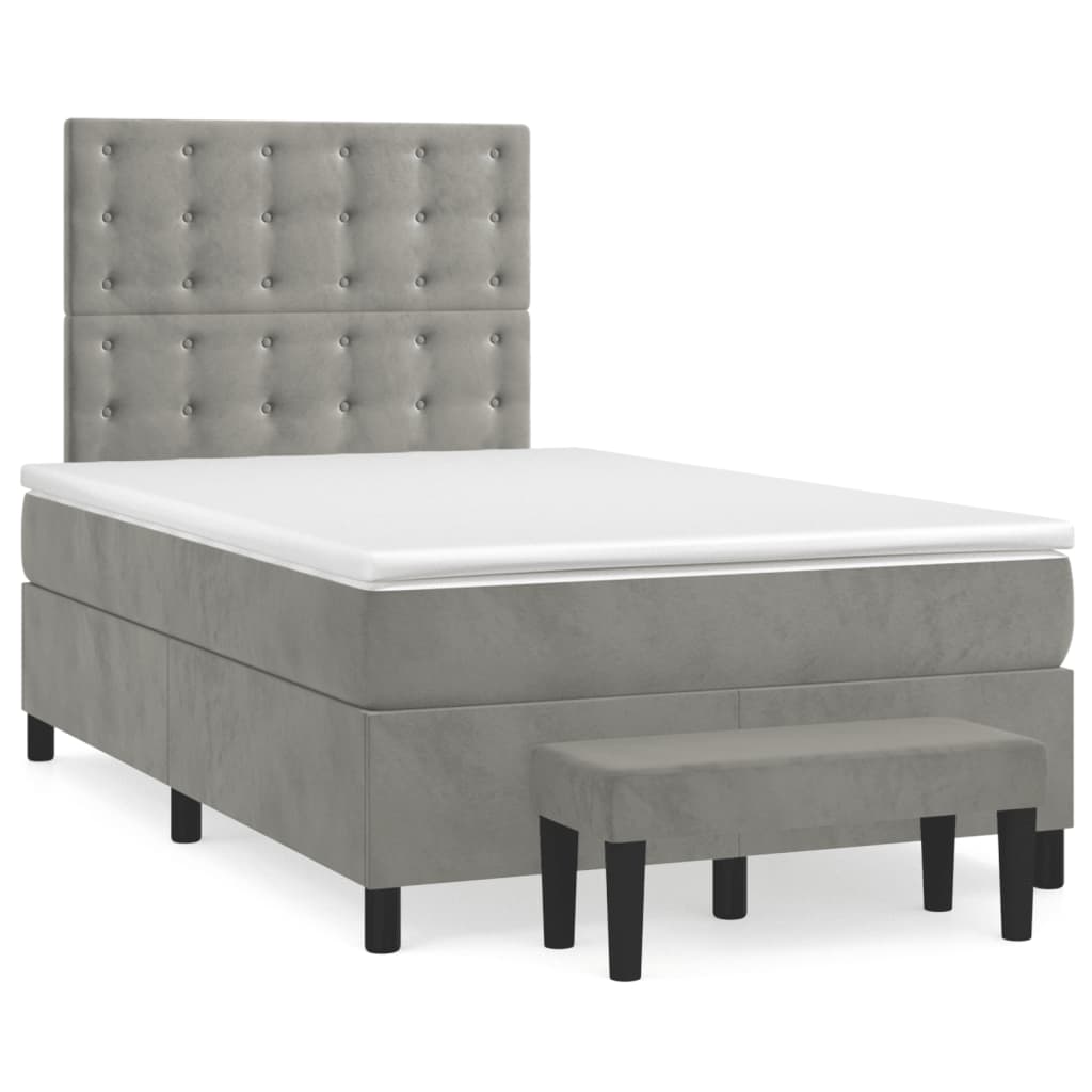 vidaXL Boxspring posteľ s matracom bledosivá 120x190 cm zamat