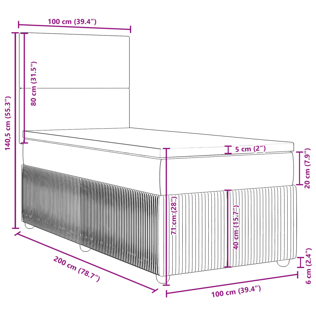 vidaXL Boxspring posteľ s matracom krémová 100x200 cm látka