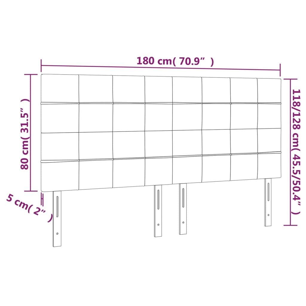 vidaXL Čelo postele s LED tmavohendé 180x5x118/128 cm látka