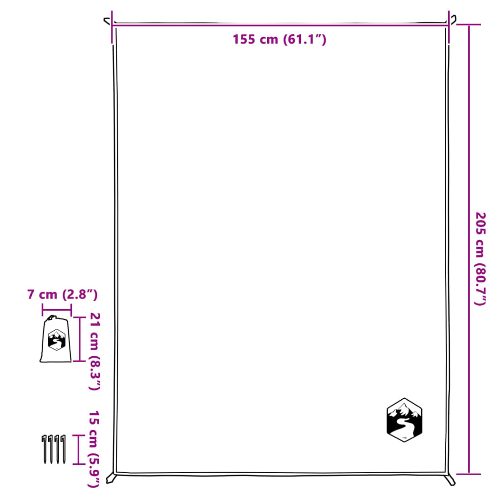 vidaXL Pikniková deka s kolíkmi modrá 205x155 cm