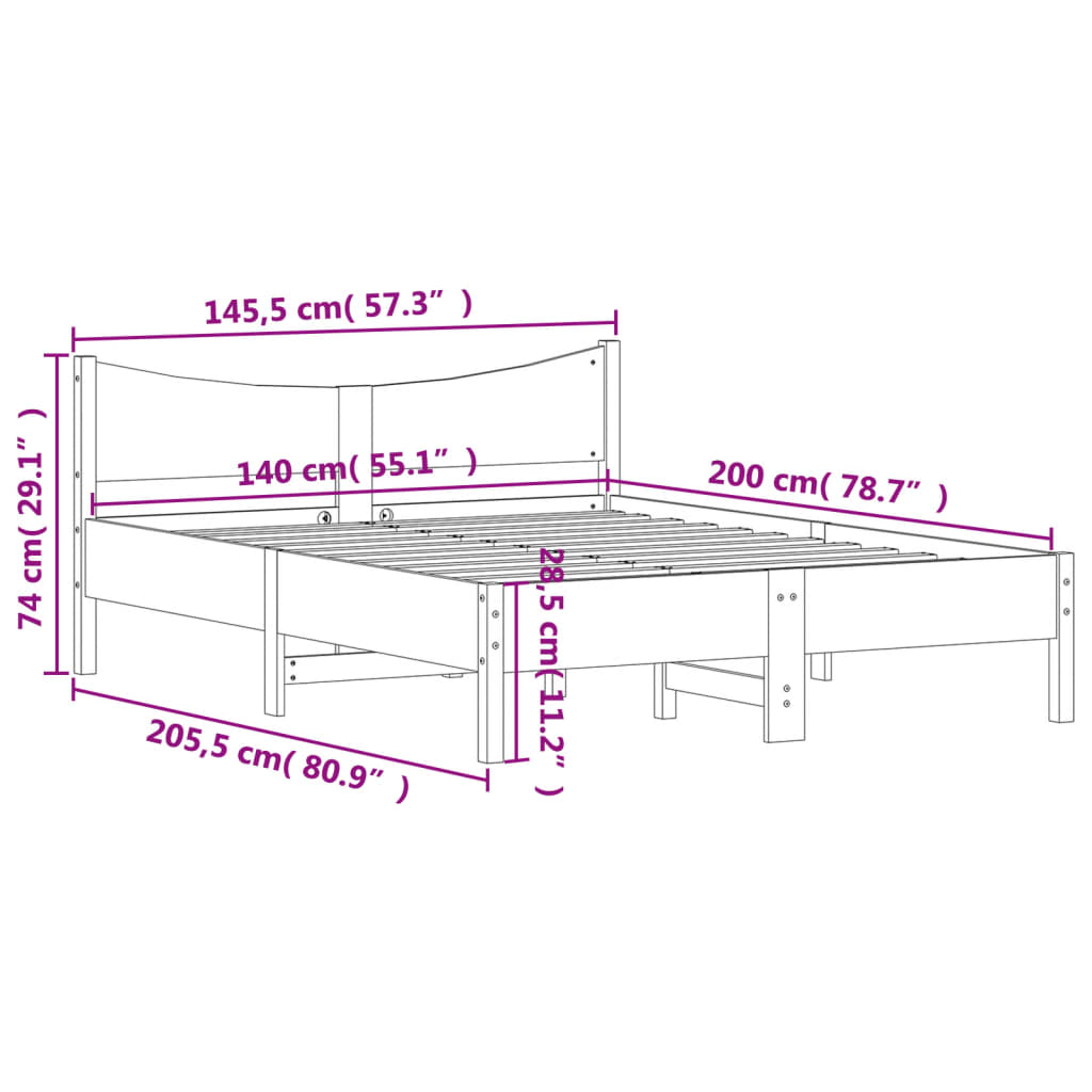 vidaXL Posteľ bez matraca biela 140x200 cm masívna borovica