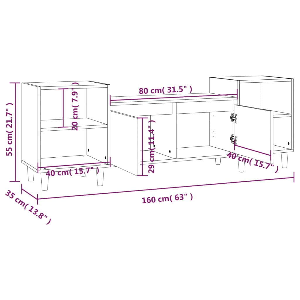 vidaXL TV skrinka dub sonoma 160x35x55 cm spracované drevo