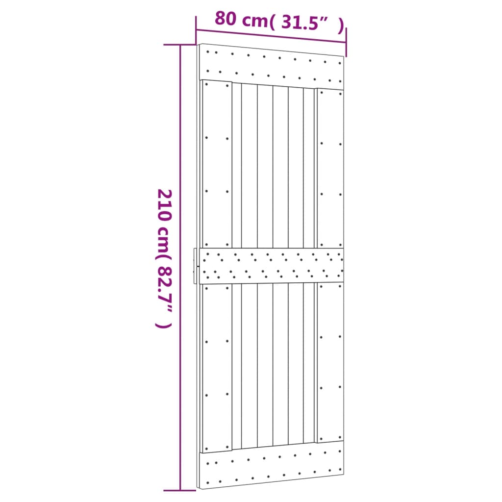 vidaXL Posuvné dvere so sadou kovania 80x210 cm borovicový masív