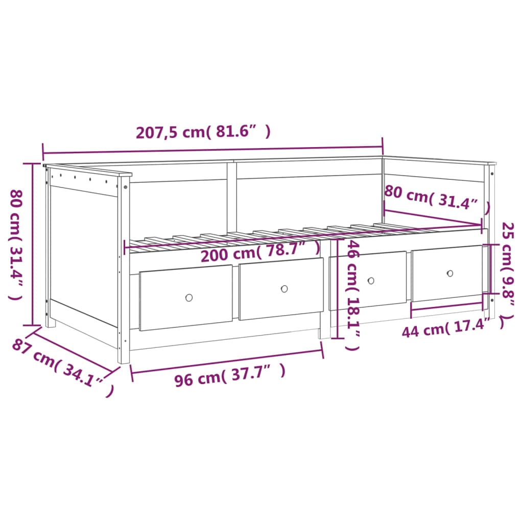 vidaXL Denná posteľ s matracom biela 80x200 cm masívna borovica