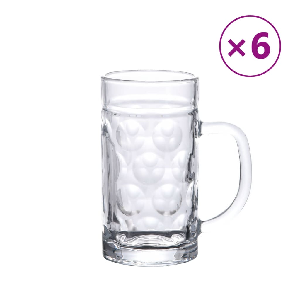 vidaXL Pivný pohár s uchom sklenený 6 ks 500 ml