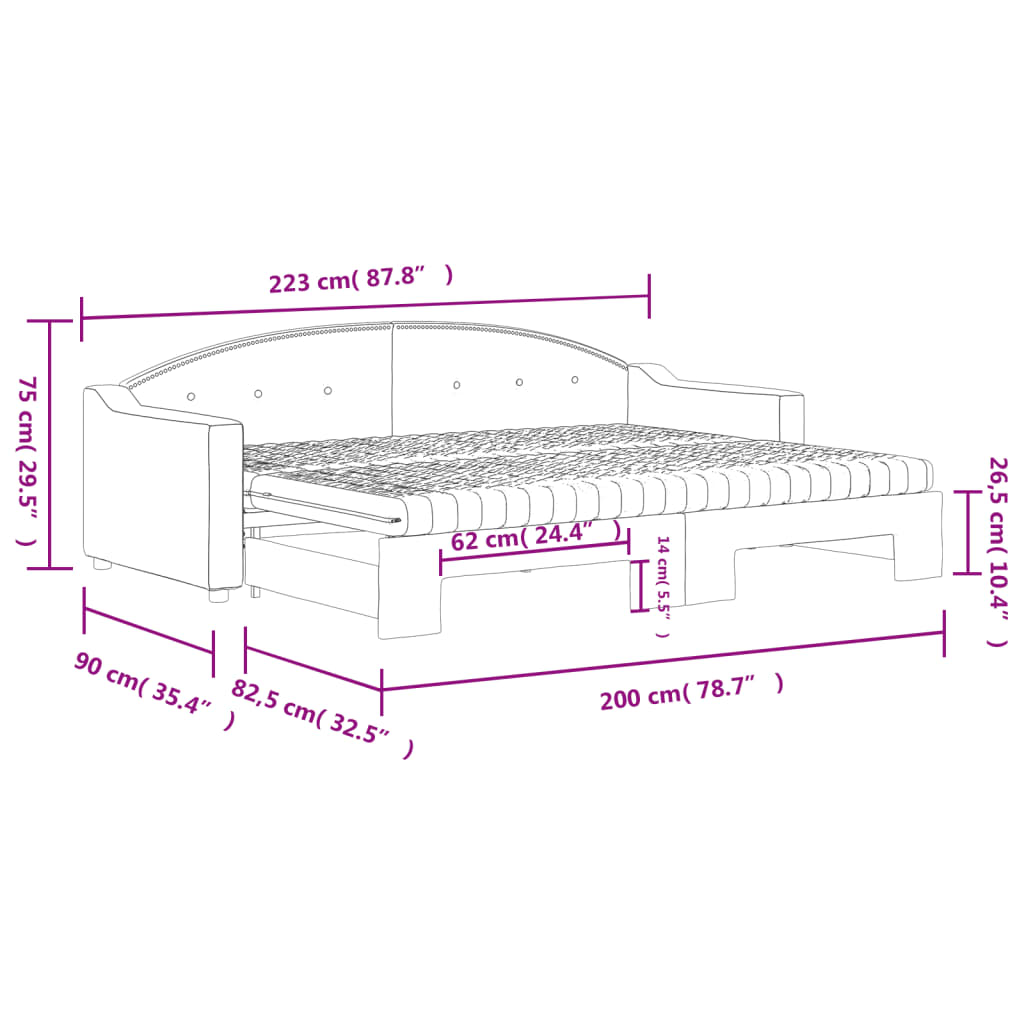 vidaXL Rozkladacia denná posteľ s matracmi tmavosivá 80x200 cm látka