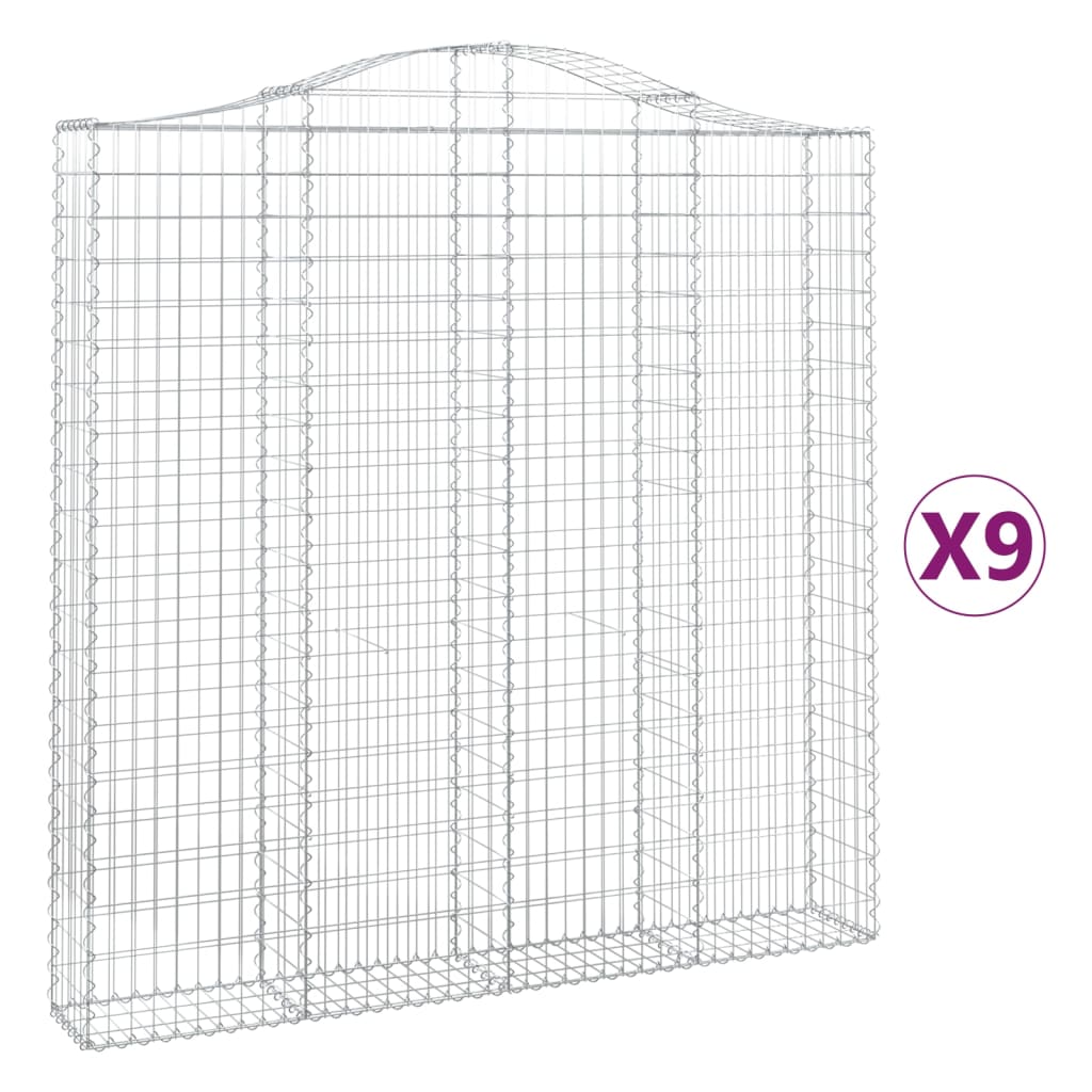 vidaXL Oblúkový gabionový kôš 9 ks 200x30x200/220cm pozinkované železo